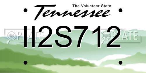 II2S712 Tennessee License Plate