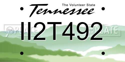II2T492 Tennessee License Plate