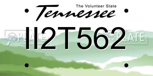 II2T562 Tennessee License Plate