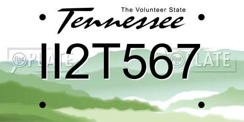 II2T567 Tennessee License Plate