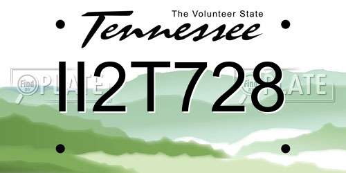 II2T728 Tennessee License Plate
