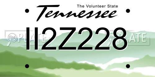 II2Z228 Tennessee License Plate