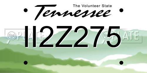 II2Z275 Tennessee License Plate
