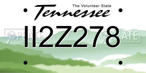 II2Z278 Tennessee License Plate