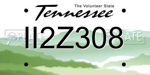 II2Z308 Tennessee License Plate