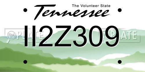 II2Z309 Tennessee License Plate