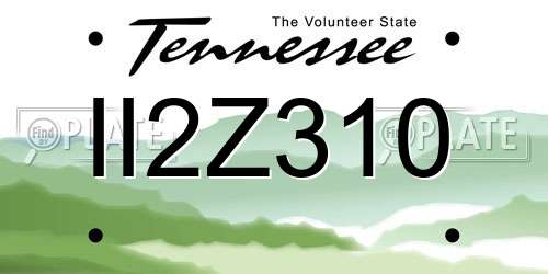 II2Z310 Tennessee License Plate