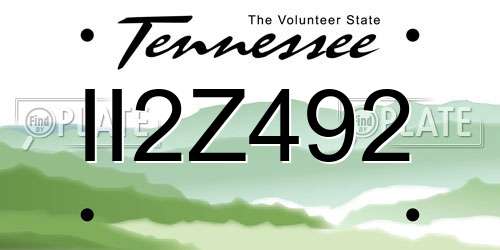 II2Z492 Tennessee License Plate