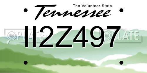 II2Z497 Tennessee License Plate