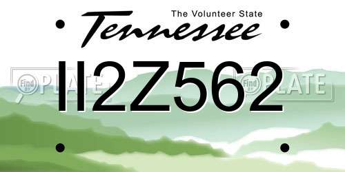 II2Z562 Tennessee License Plate