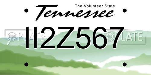 II2Z567 Tennessee License Plate