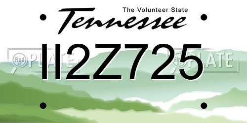 II2Z725 Tennessee License Plate