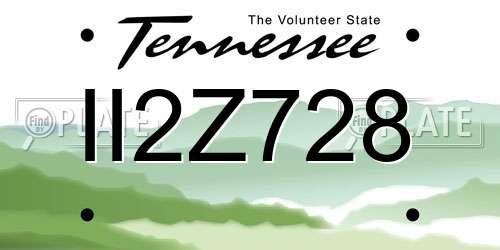 II2Z728 Tennessee License Plate