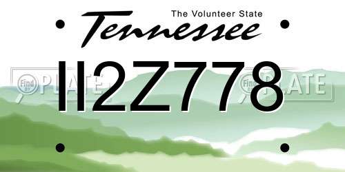 II2Z778 Tennessee License Plate