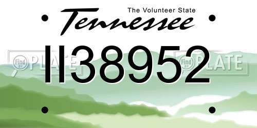 II38952 Tennessee License Plate