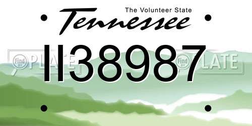 II38987 Tennessee License Plate