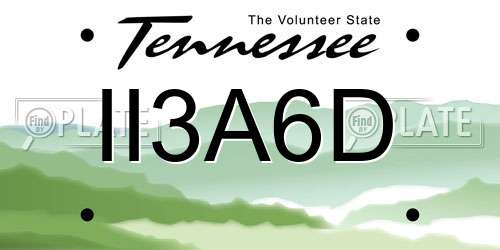 II3A6D Tennessee License Plate
