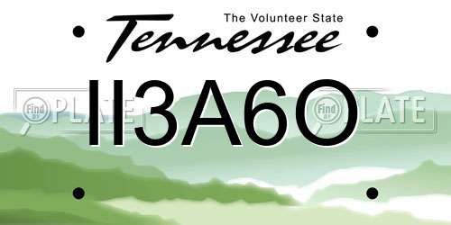 II3A6O Tennessee License Plate