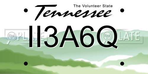 II3A6Q Tennessee License Plate
