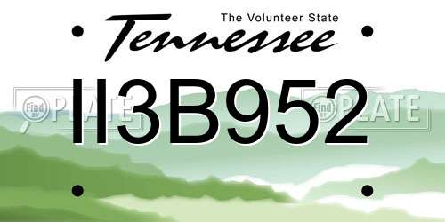 II3B952 Tennessee License Plate