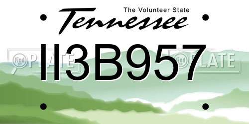II3B957 Tennessee License Plate
