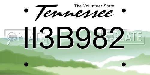 II3B982 Tennessee License Plate