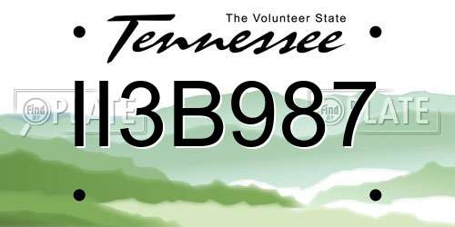 II3B987 Tennessee License Plate
