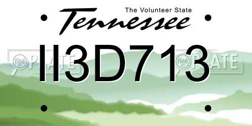 II3D713 Tennessee License Plate