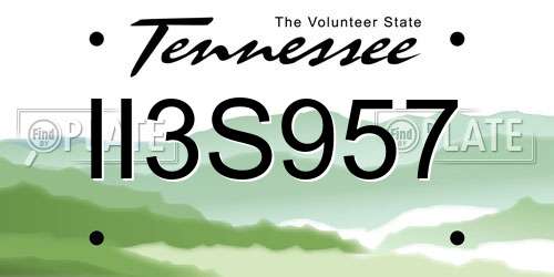 II3S957 Tennessee License Plate