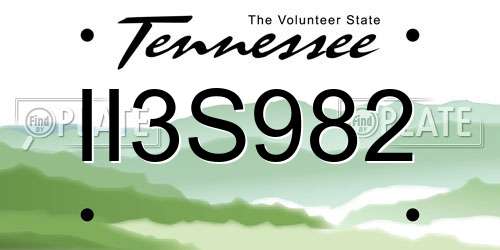 II3S982 Tennessee License Plate