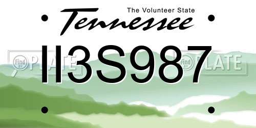 II3S987 Tennessee License Plate