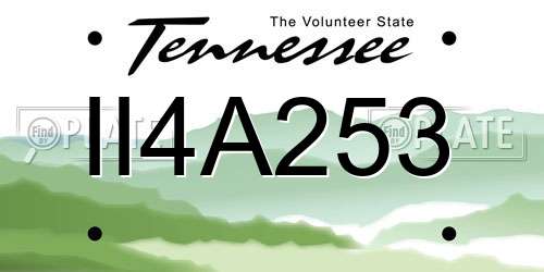 II4A253 Tennessee License Plate