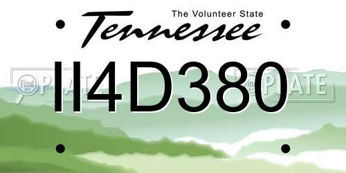 II4D380 Tennessee License Plate