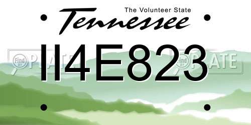 II4E823 Tennessee License Plate