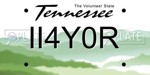 II4Y0R Tennessee License Plate