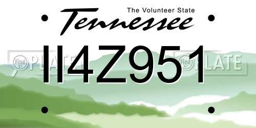 II4Z951 Tennessee License Plate
