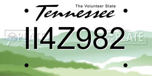 II4Z982 Tennessee License Plate