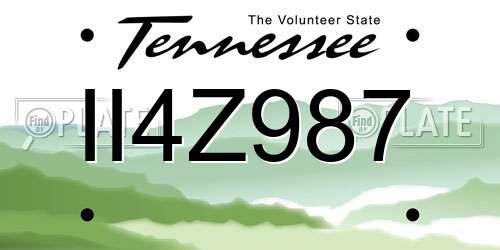 II4Z987 Tennessee License Plate
