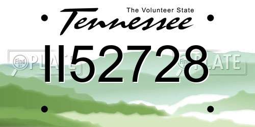 II52728 Tennessee License Plate