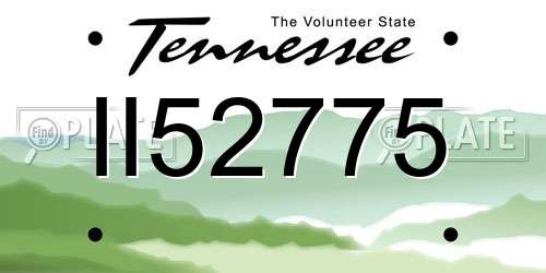 II52775 Tennessee License Plate