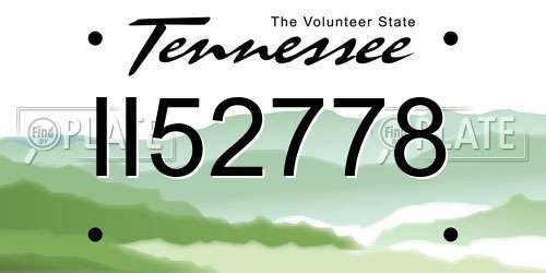 II52778 Tennessee License Plate