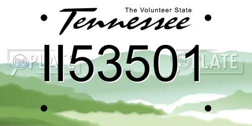 II53501 Tennessee License Plate