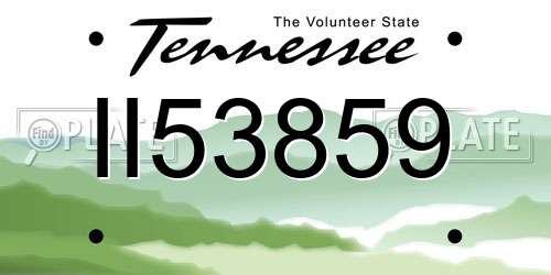 II53859 Tennessee License Plate