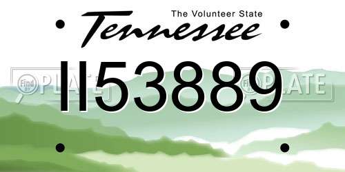 II53889 Tennessee License Plate