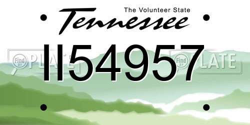 II54957 Tennessee License Plate