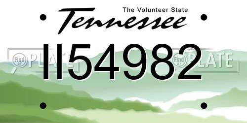 II54982 Tennessee License Plate