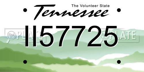 II57725 Tennessee License Plate