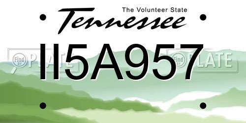 II5A957 Tennessee License Plate
