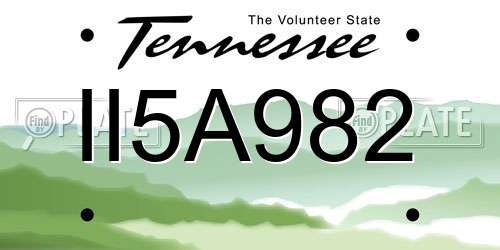 II5A982 Tennessee License Plate