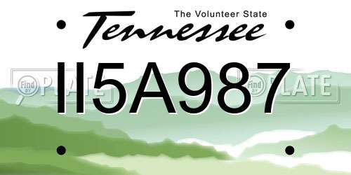 II5A987 Tennessee License Plate